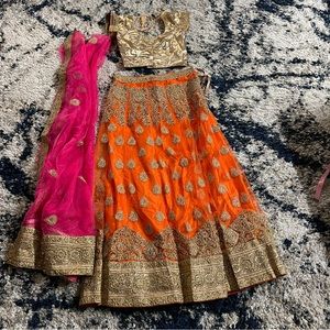 Orange and Pink Lehenga
